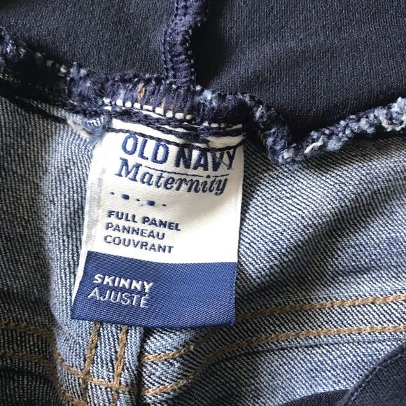 Old Navy Maternity Jeans Med Wash Stretch Full Panel Skinny Size 8 Distressed - Picture 2 of 9